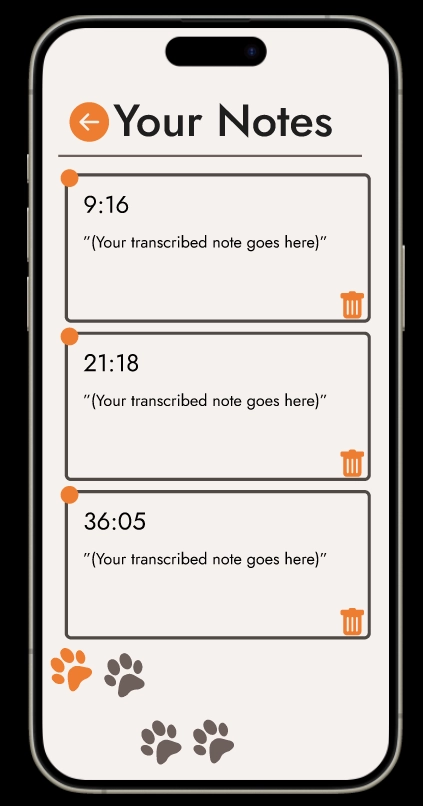 Screen from ReelTalk showing placeholders for notes transcribed